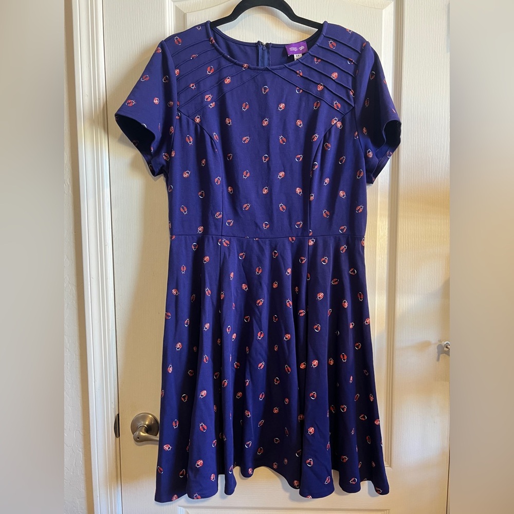 Unique Vintage Navy Blue Ladybug Dress